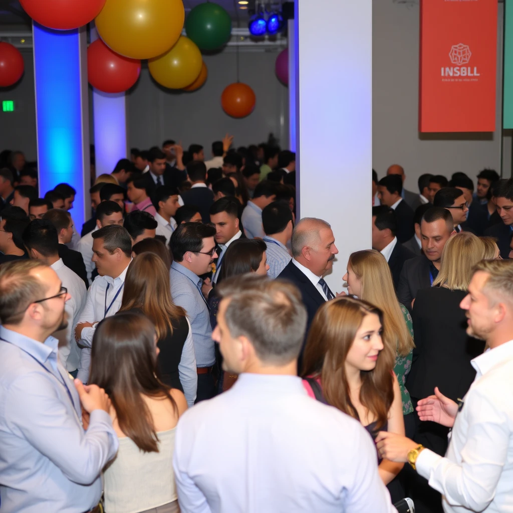 Vibrant corporate event with guests networking